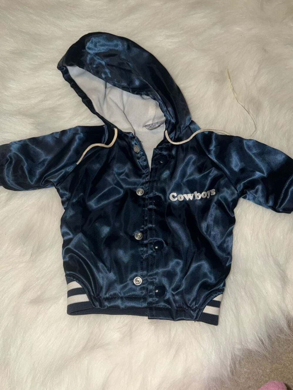 Vintage 1982 Chalk Line Dallas Cowboys NFL Huddles Satin Baby Jacket Size 6 Mont